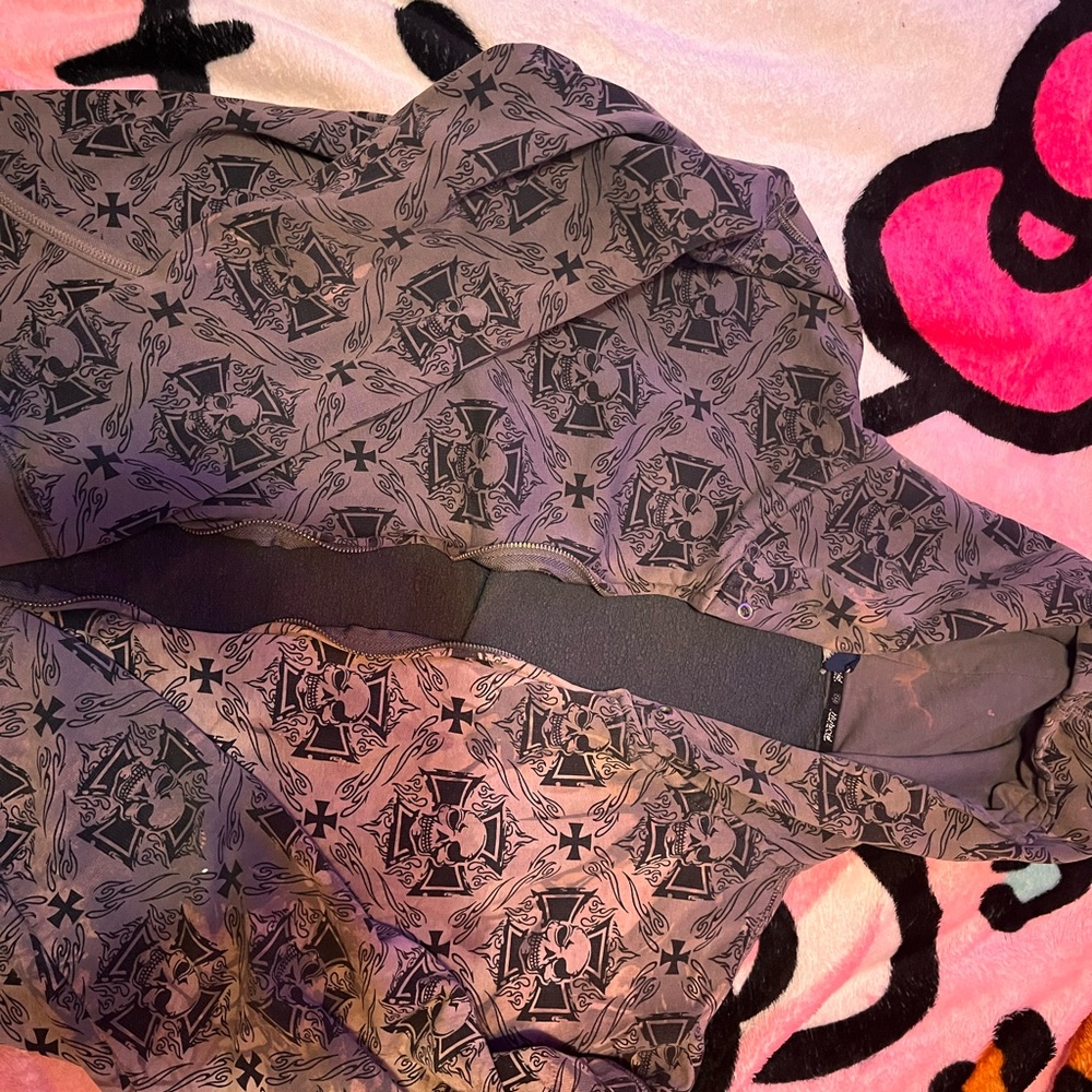 Hybrid Apparel Black Patterned Zip Up Sweater